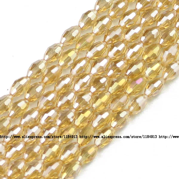 MZ407 Gold champagne JHNBY рисовые зерна Австрийские хрустальные бусины 100 шт Высокое качество 4*6 мм овальной формы свободные бусины браслет бижутерия ручной работы изготовление своими руками - Цвет: MZ407 Gold champagne