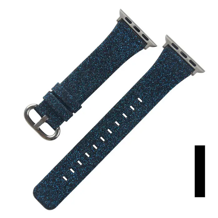 Blue Кожаный ремешок для наручных часов Apple Watch 4/3/2/1, 42 мм, 38 мм, версия с пересекающимися мигающими звездами резиновый кабель-браслет на запястье адаптер для наручных часов iwatch, Applewatch 40 мм 44 мм длина браслета - Цвет: Blue