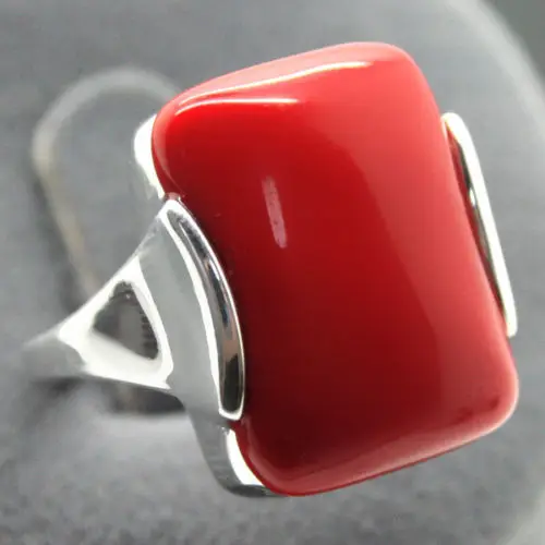 

Free shipping >>>>>>RARE 925 STERLING SILVER HUGE RED CARVED LACQUER RING JEWELLERY SIZE 7/8/9/10