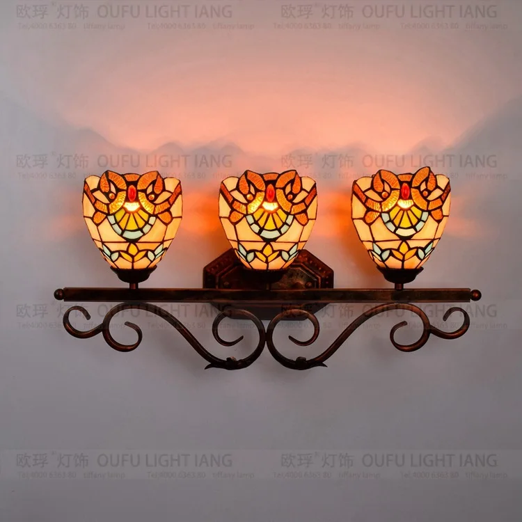 Тиффани-барокко винтажная витражная железная настенная лампа-Русалка комнатное