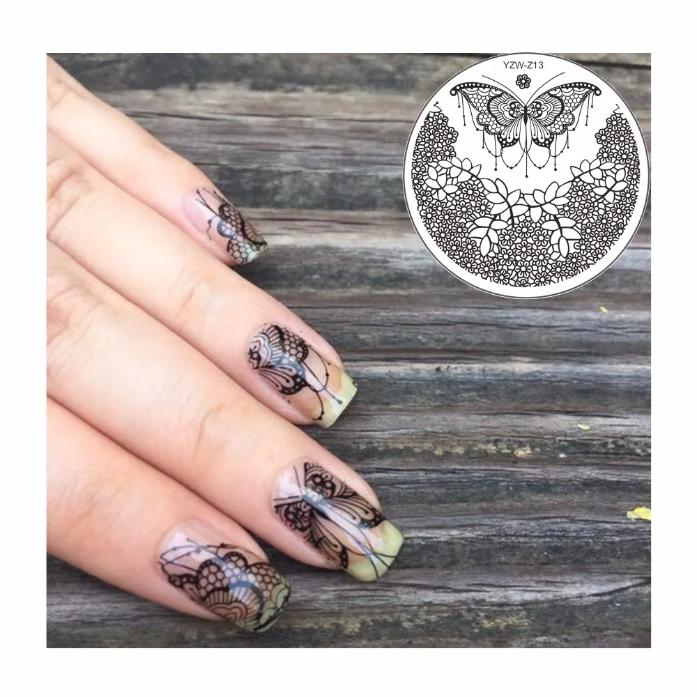 1 шт. Круглые стальные шаблоны и пластины для стемпинга рисунки: кружева линии