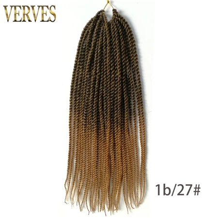 VERVES Омбре вязанные косички 1 упаковка, 30 прядей/Упаковка 18 '', маленькие Сенегальские крученые волосы синтетические плетеные волосы для наращивания - Цвет: T1B/27