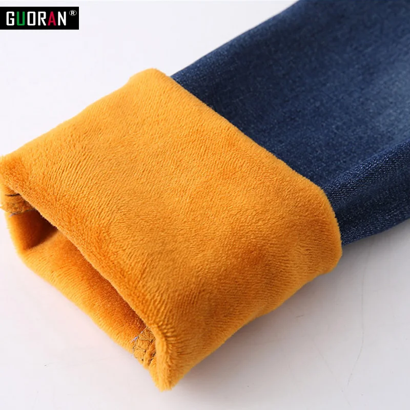 Кашемировые зимние теплые растягивающиеся джинсы с высокой талией женские