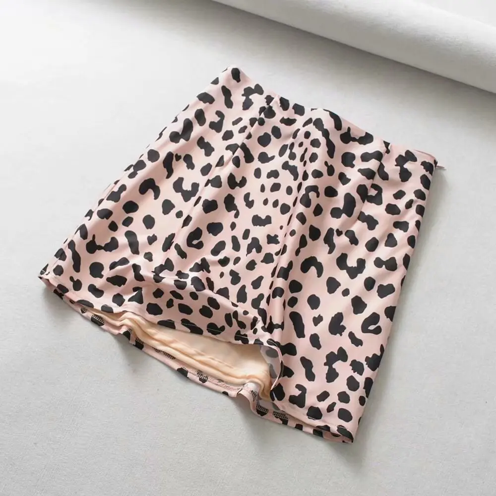 Женская леопардовый атлас леопардовая юбка средней длины с принтом базовая мини