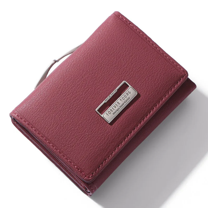 Burgundy Модные женские короткие кошельки с отделением для монет, держатель для карт, Дамский маленький кошелек, Женский кошелек высокого качества, PR05B7561-31 - Цвет: Burgundy