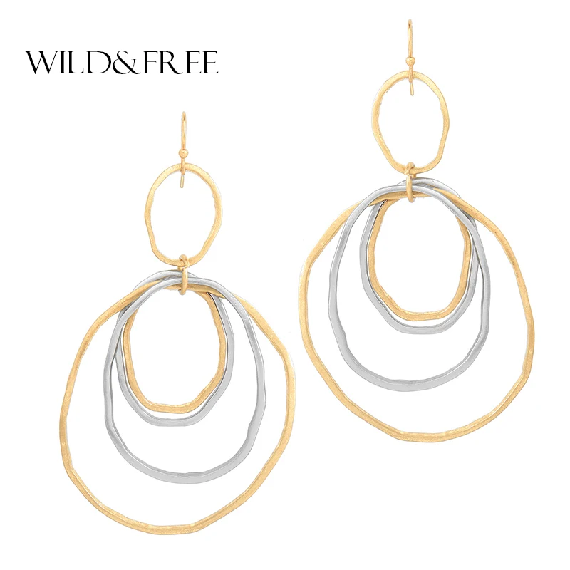 Женские богемные серьги кольца Wild & Free многоцветные висячие неправильной формы