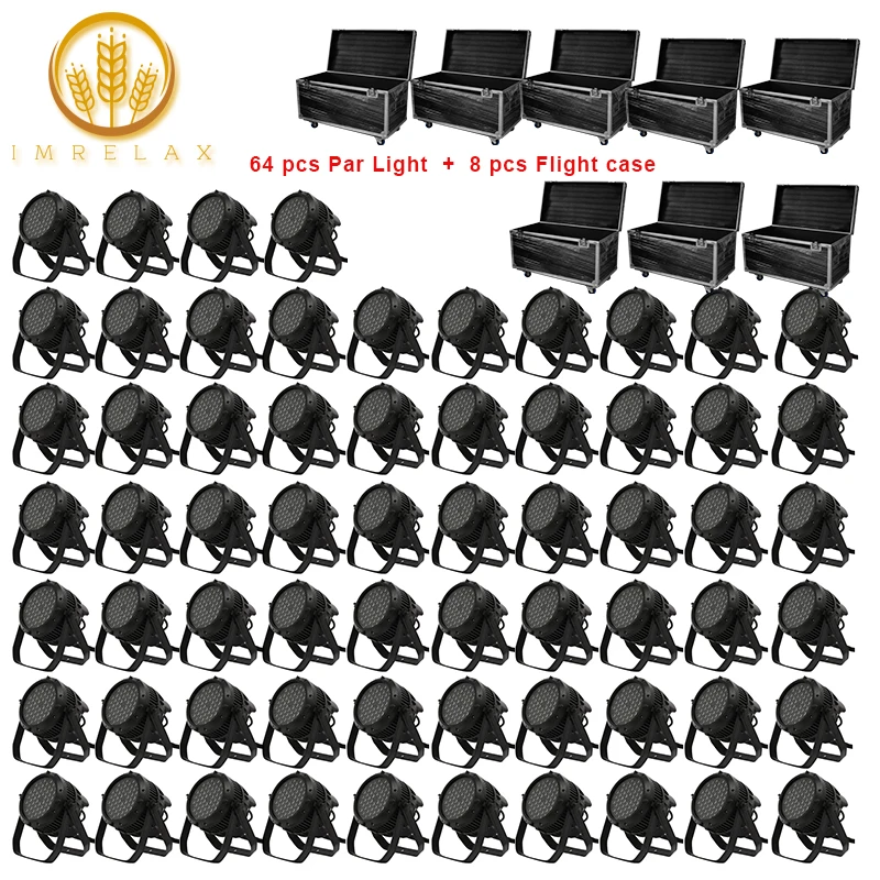 IMRELAX 64 шт. большая мощность 54x3 Вт RGBW 4в1 LED Par свет с футляром для полетов упаковка DMX
