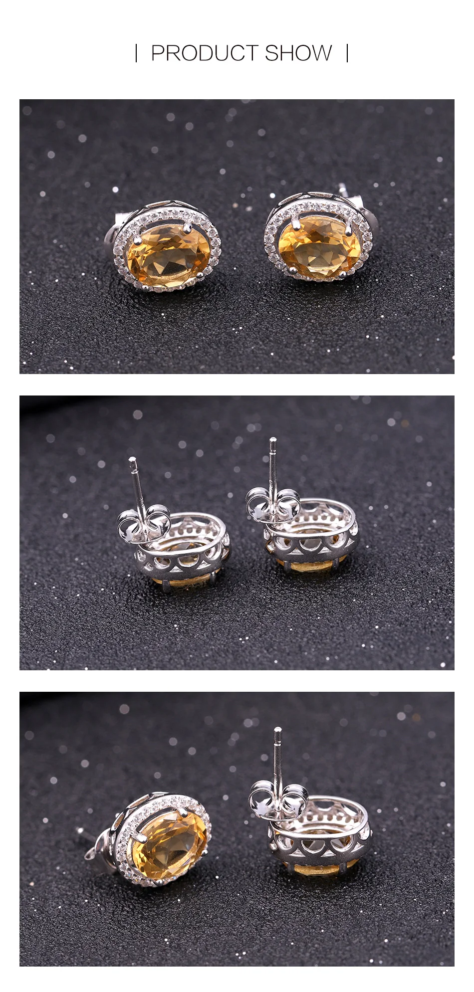 GEM'S балетные ювелирные изделия 3.58Ct Овальный натуральный цитрин драгоценный камень серьги для женщин Классический 925 пробы серебряные серьги-гвоздики подарок