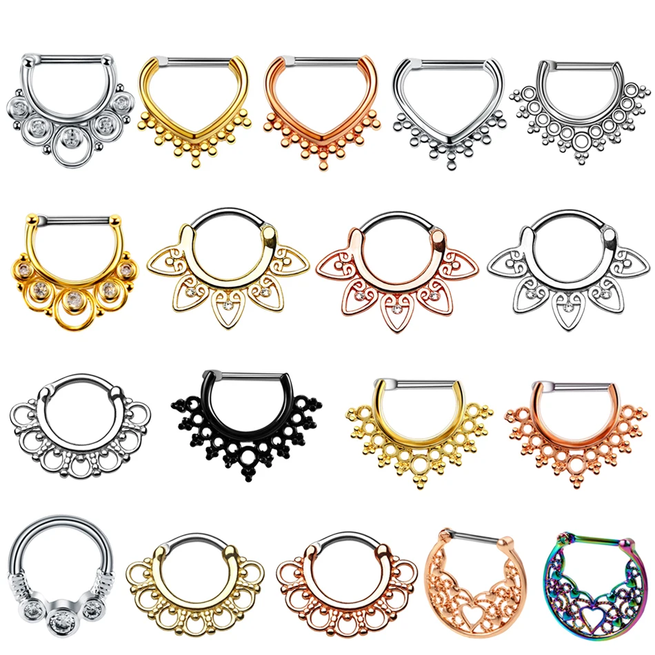

1PC Copper Nose Piercings G23 Titanium Bar Helix Piercings Nariz Septum Clicker Daith Rings Nose Earrings Conch Rook Piercings