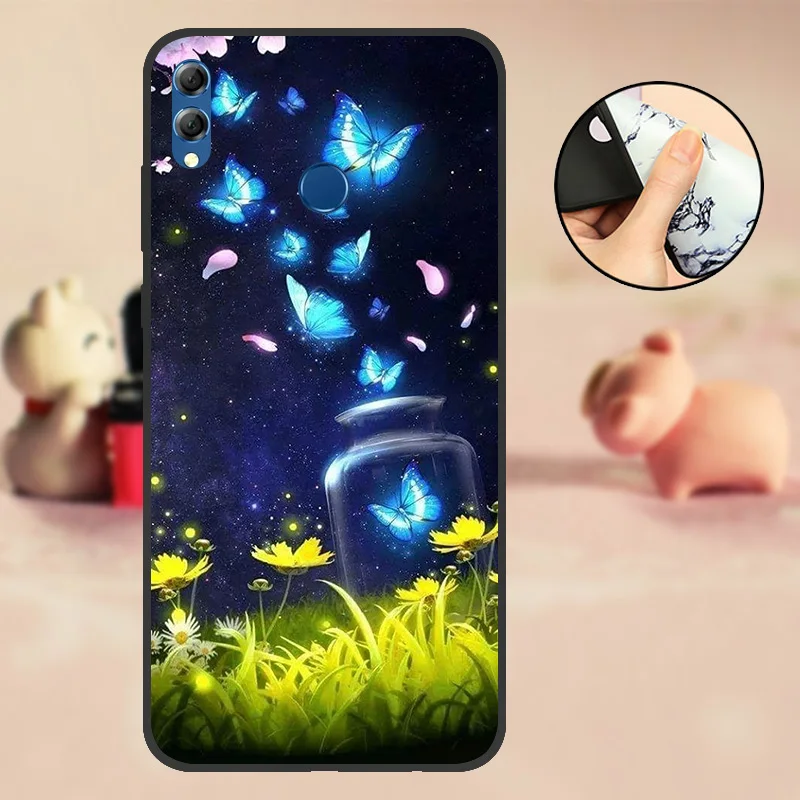 ABLD22V Чехол для huawei Honor 8X черный мягкий Силиконовый ТПУ чехол из ТПУ чехол для huawei Honor 8X бампер с милым рисунком черный чехол - Цвет: ABLD22V
