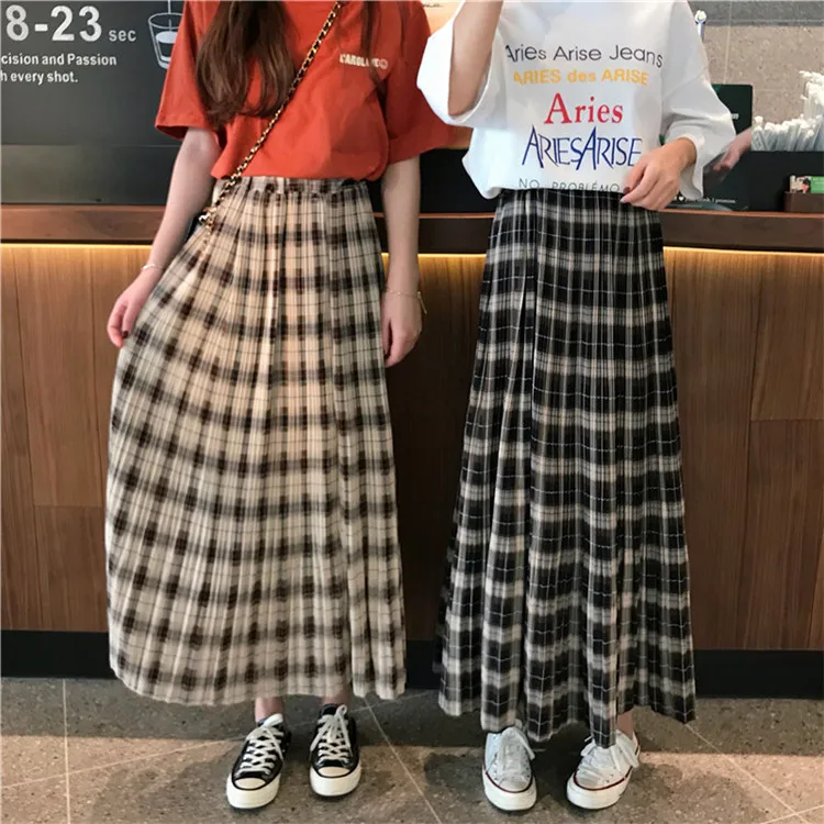 Faldas Mujer Moda Harajuku юбка японская, длинные юбки для женщин Макси Faldas Mujer Moda, консервативный стиль, трапециевидная Женская юбка