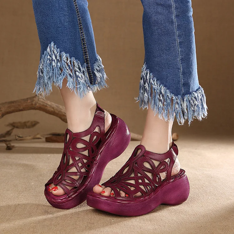 Женские босоножки из 100% натуральной кожи летняя женская обувь ручной работы