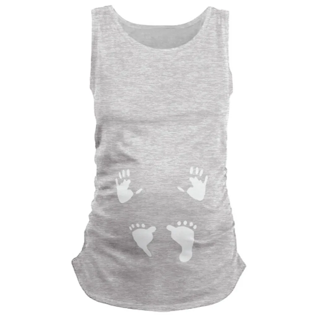 2019 Summer Maternity Blouse Cute Print O-Neck Sleeveless Pregnant Tops Vest Women Pregnancy Shirts Ropa Embarazada | Мать и ребенок