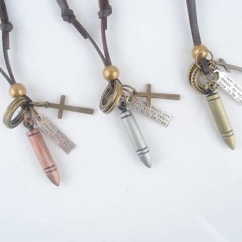 Антикварная винтажная Длинная цепочка из веревки ожерелье сплав пули подвески