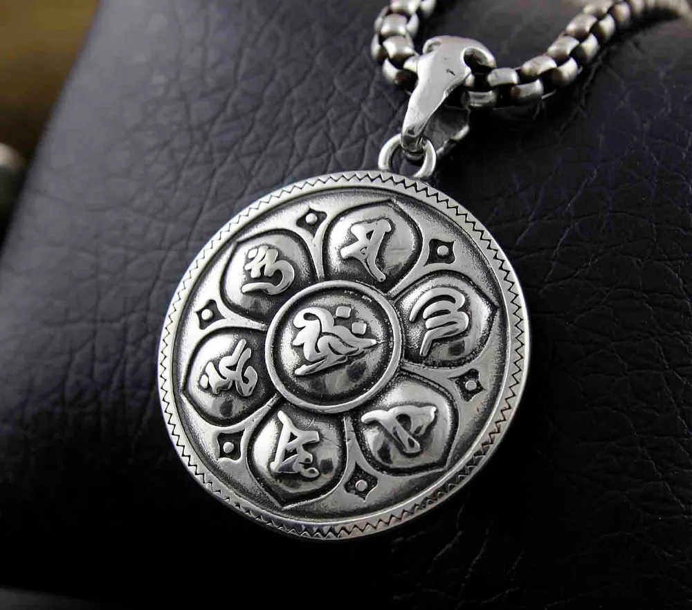 316L тибетские буддистские лотосы из нержавеющей стали мужское ожерелье с