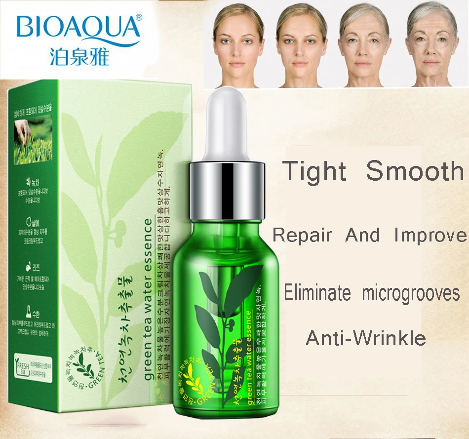 HOT Horec Green Tea Liquid Serum Anti-Wrinkle Cream Anti Aging 15ml Blemish Skin Care Collagen Essence Moisture Day Creams | Красота и