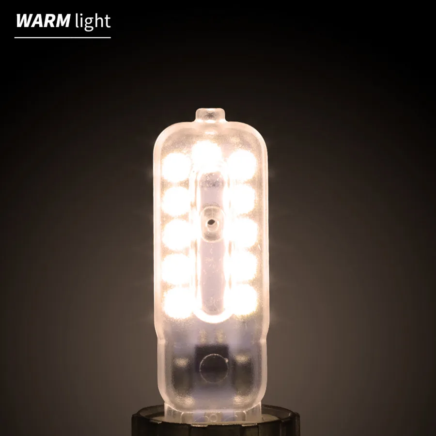 Warm White G9 светодиодный светильник, 3W, 5 Вт, Ампульный светодиодный светильник G9, 220 В, мини светодиодный светильник G9, лампа для замены 20 Вт, 30 Вт, галогенная лампа SMD 2835, светильник для украшения дома - Испускаемый цвет: Warm White