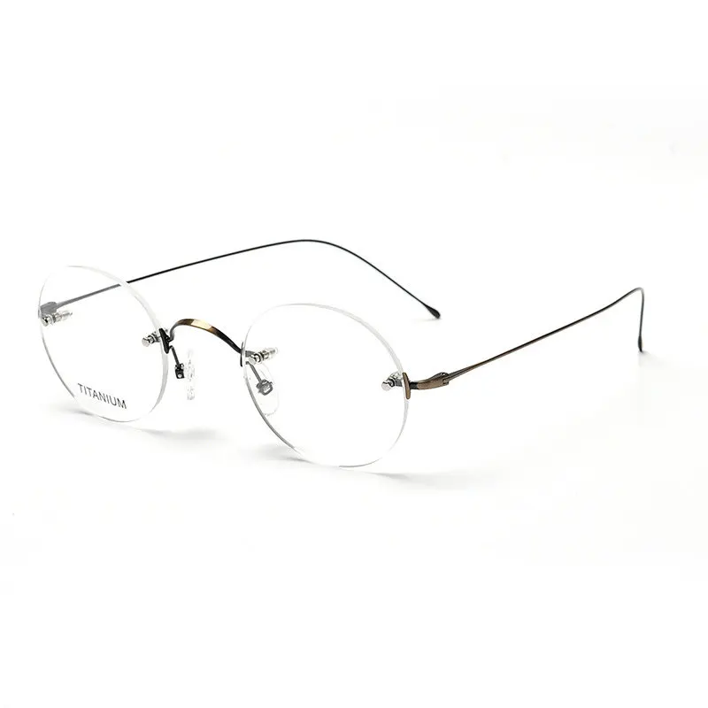 

KESMALL 2018 New Fashion Round Shaped Glasses Frame Men Rimless Eyeglasses Frames Women Reading Eyewear Occhiali Miopia XN637