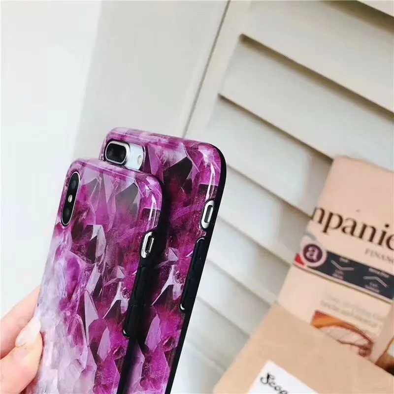 Фиолетовый Ретро Чехол Boucho для телефона iphone 6 6S 7 8 Plus Модный чехол с мраморным