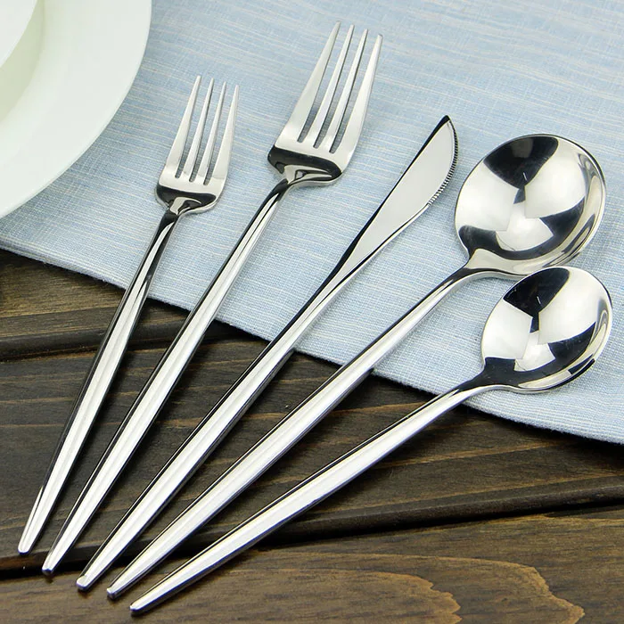 Stainless Steel AOOSY, дизайн, 18/10, нержавеющая сталь, роскошный набор посуды, матовая черная и серебристая Золотая посуда, столовая вилка, нож - Цвет: Stainless Steel