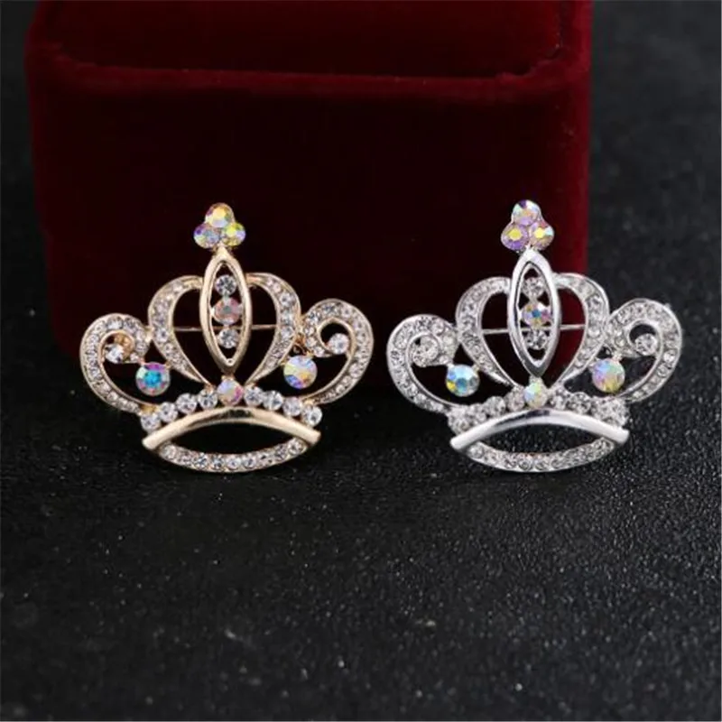 WKOUD Модная элегантная женская брошь Корона булавка простая Трехцветная круглая