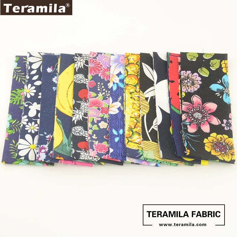 Teramila Cotton Poplin Tissue Deep Color Soft Jelly Rolls Strips Plain Fabric 12 Pcs/lot 5CMx50CM Quilting Patchwork Crafts|plain fabric|cotton