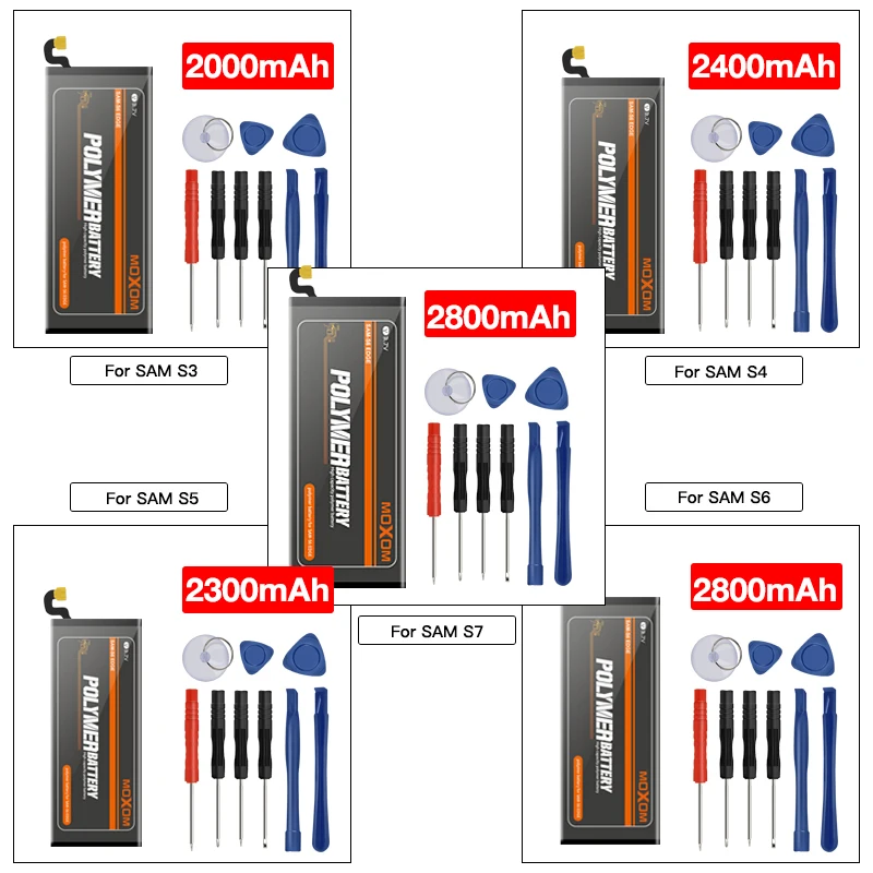 Оригинальный аккумулятор MOXOM для Samsung Galaxy S3 S4 S5 S6 S7 i9300 i9500 G900 G920 G9300 сменная батарея