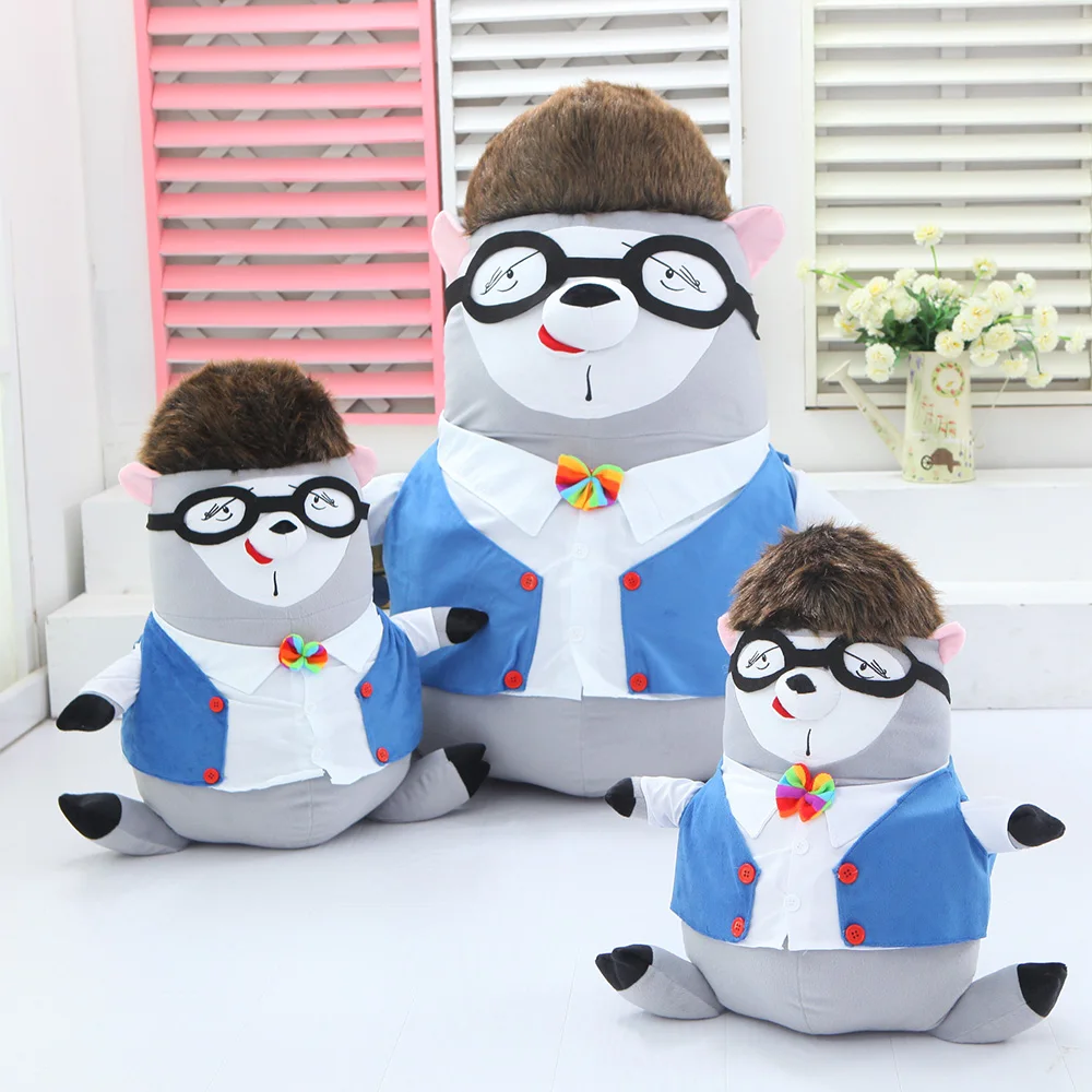 Бесплатная доставка один кусок 60 см серый медведь плюшевое ношение игрушек очки