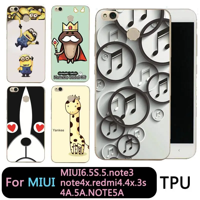 QMSWEI Clear Phone Case For Mi 6 5 5s note3 Redmi note4x 4x 3s 5a 4a note5a TPU Soft Minion Music Deer Printed Cover |