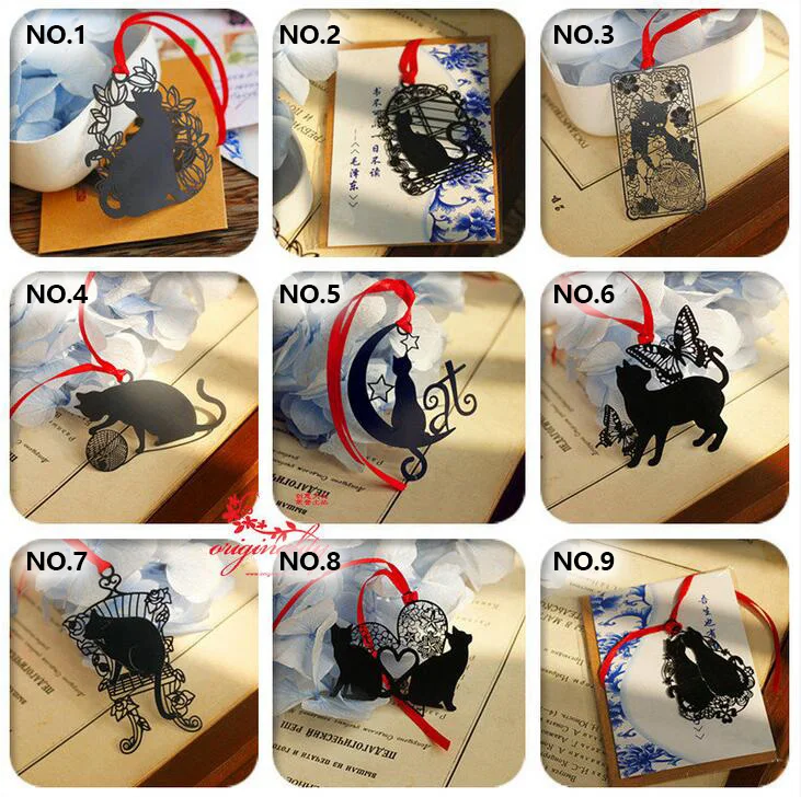 Закладки в виде черных кошек из нержавеющей стали 5 шт./лот металлический маркер