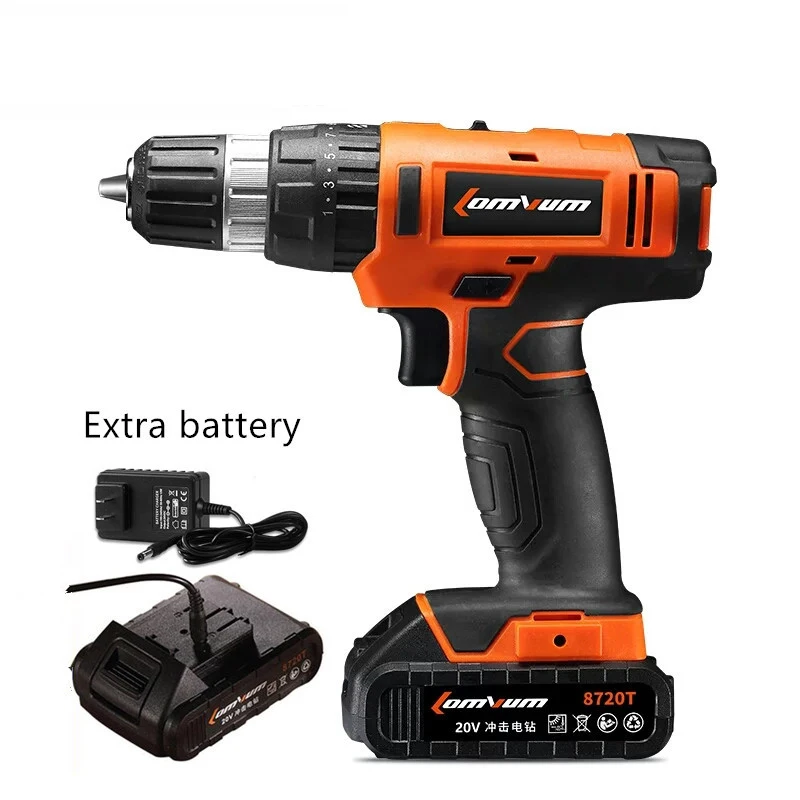 20V Ударная дрель Регулируемая скорость Аккумуляторный молоток промышленная