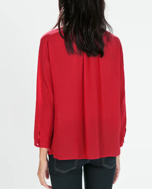 . 2410 Новый Мода Женская элегантные старинные краткое карман Офис леди блузки