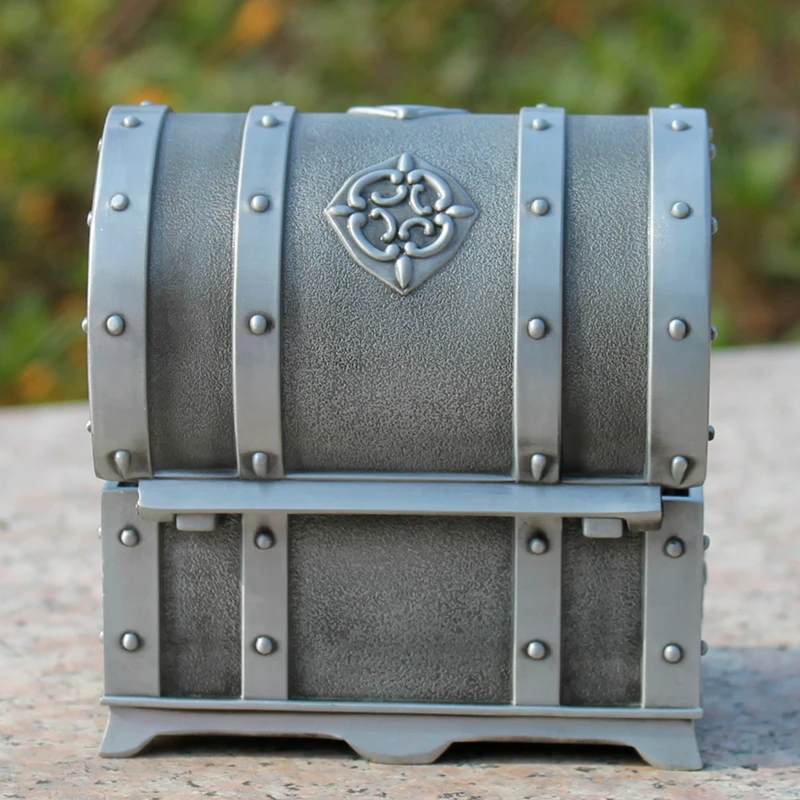 Pewter Прямоугольная форма металлический ящик для ювелирных изделий коробка