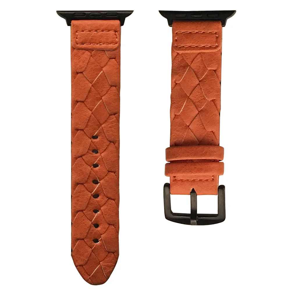 Orange Мужской/женский Кожаный Плетеный ремешок для Apple Watch, ремешок 40 мм, 44 мм, серия 4, высококачественный браслет для Iwatch, серия 3, 2, 1, 38 мм, 42 мм - Цвет ремешка: Orange