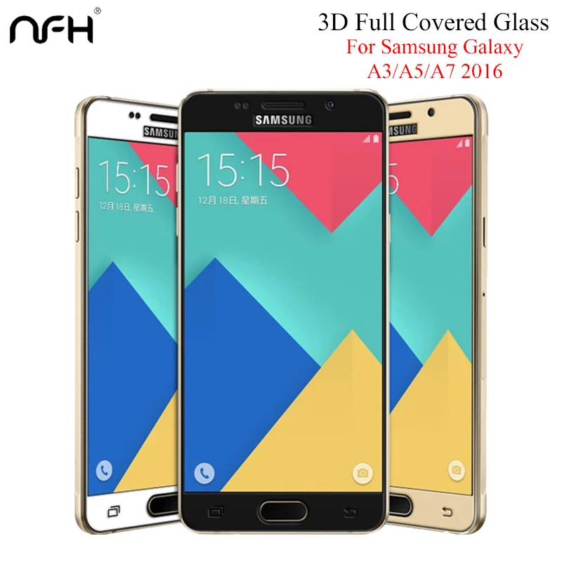 Полноразмерное 3d стекло NFH для Samsung Galaxy A5 A3 A7 2016 3 D Защитная пленка экрана A510 A310 A710