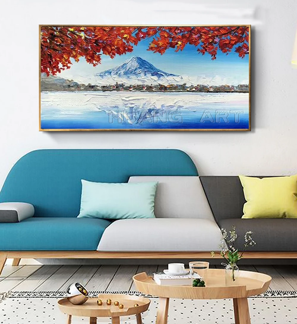 100% ручная роспись Гора Fuji Япония пейзаж масляная живопись на холсте для гостиной