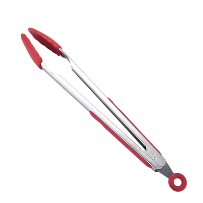 FoodTongs Red Нержавеющая сталь+ силикон кухонная утварь кухонные инструменты Тернер суповая Ложка ситечко Паста Сервер яйцо венчик лопатка еда щипцы красный - Цвет: FoodTongs Red