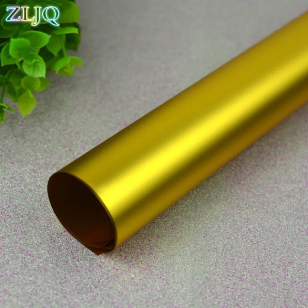 

ZLJQ Cheap 20pcs 59cm*60cm Metallic Gold Paper Flowers Packaging Gift Wrapping Paper Bouquet Materials Wedding Flower Poms Paper