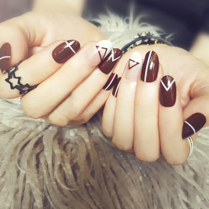 24 шт./компл. простой красный градиент прыжок цвет дизайн готовые поддельные ногти