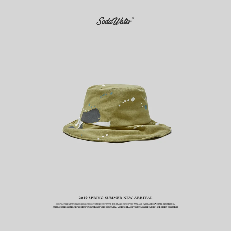 SODAWATER 2019 Cotton Splash Ink Retro Bucket Cap Fisherman Hat Outdoor Travel Men And Women Sun 138CI2019|Мужская панама| |