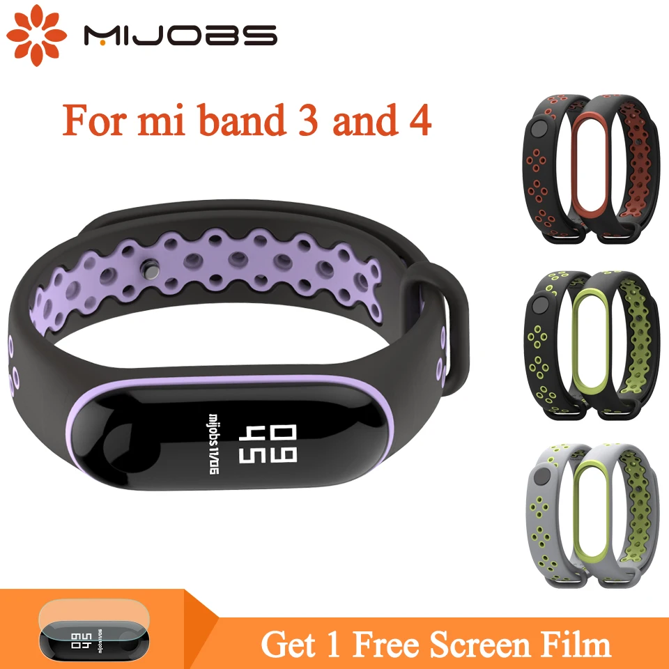 Mi jobs Sport mi Band 3 4 ремешок на запястье для Xiaomi mi Band 4 силиконовый браслет для mi band 4 3 Смарт-часы браслет