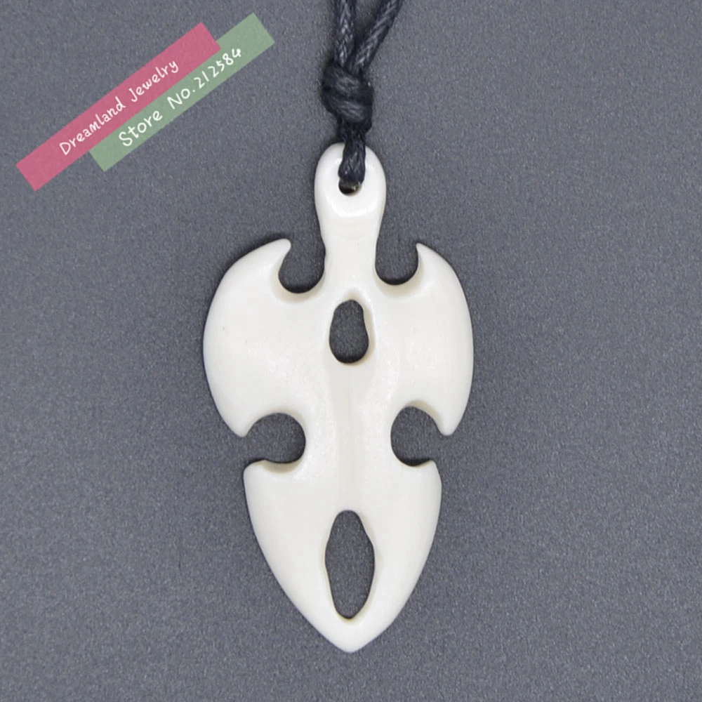 1pc Hot Hawaiian Handmade Carved Ox Bone TOTEM Pendant Necklace Choker Woman's Man's Tribal Surfer Style Jewelry FREE SHIPPING |