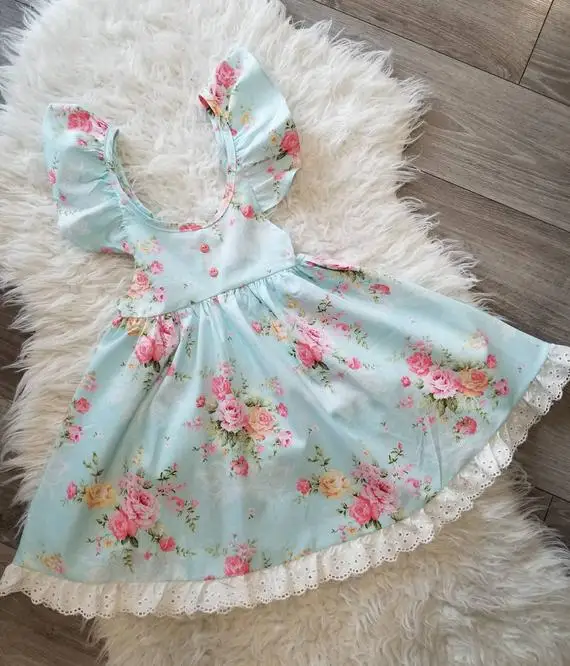 Платье принцессы с цветочным принтом для девочек Кружевное платье-пачка