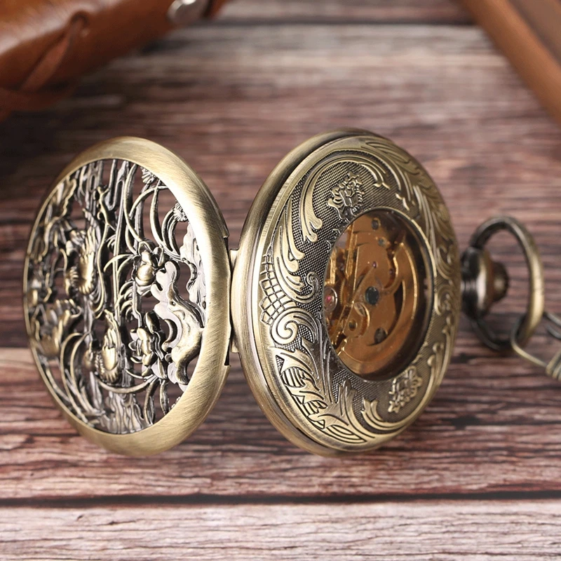 Винтажные Автоматические Механические карманные часы с птицами ретро брелок