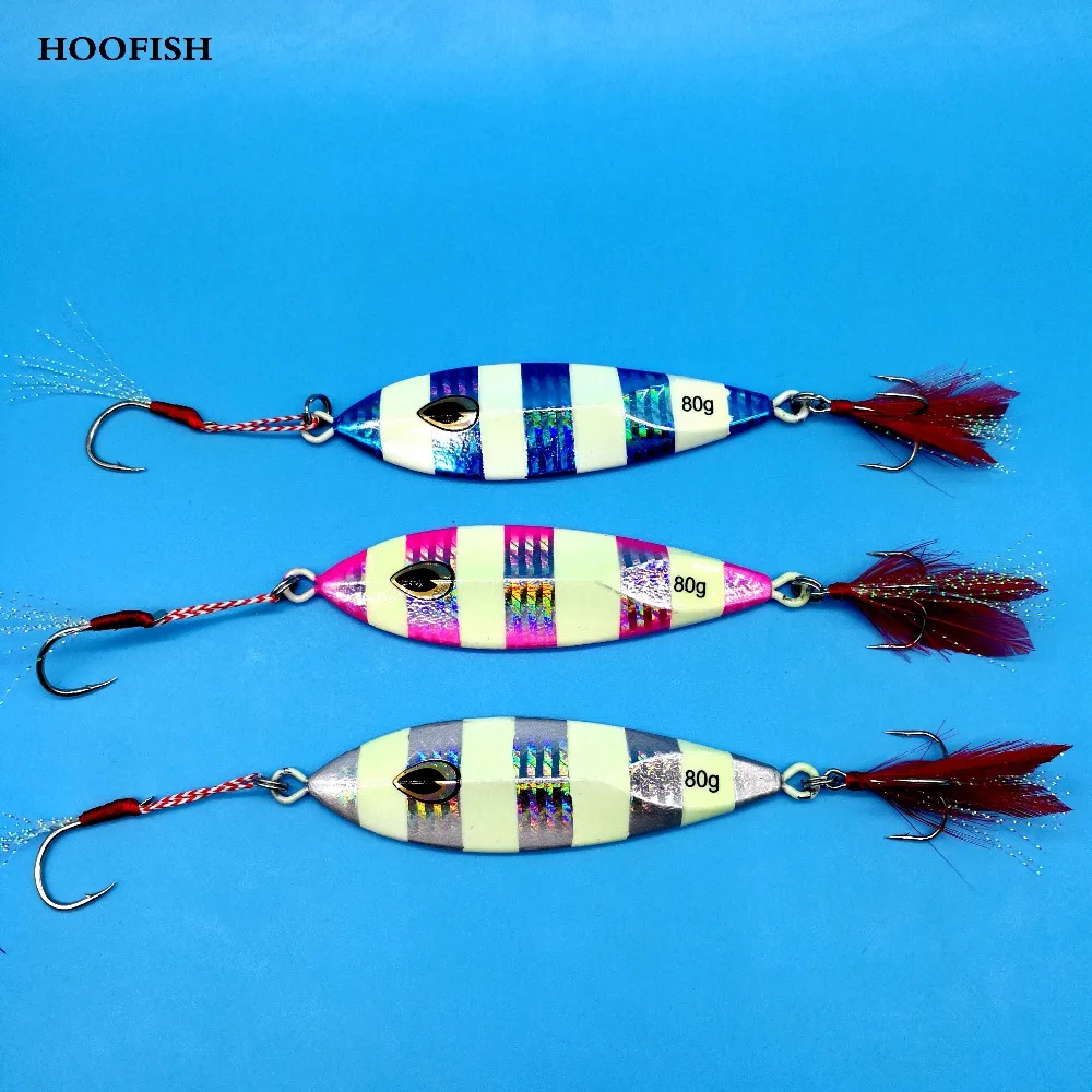 HOOFISH/3 шт./партия медленно встряхивающая металлическая рыболовная ложка 80 г/9 см 3
