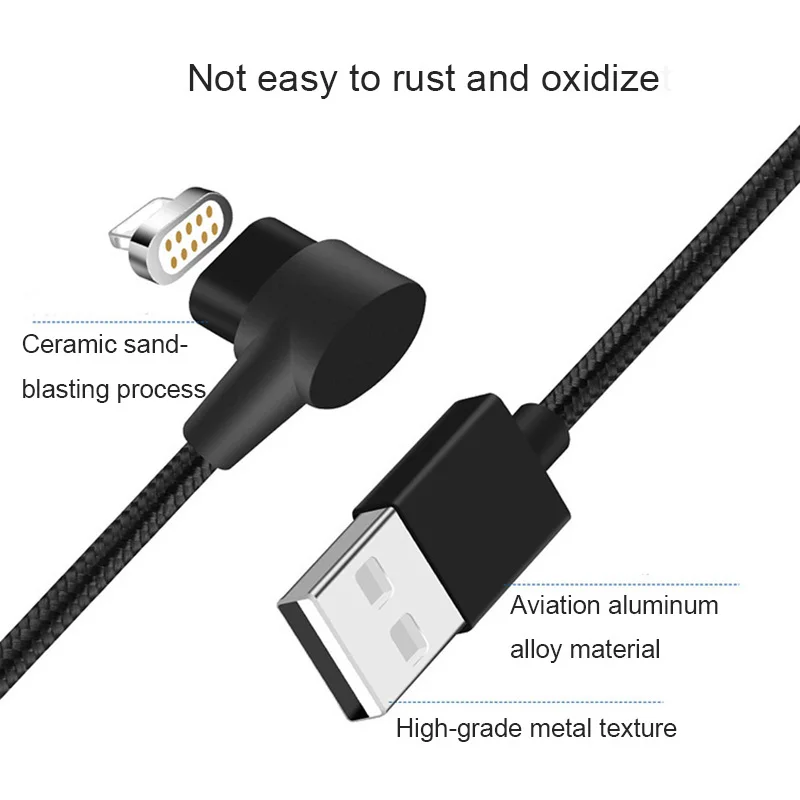 Магнитный кабель 6 поколения 90 градусов L зарядный usb для iphone 7 Samsung Huawei Xiaomi адаптер