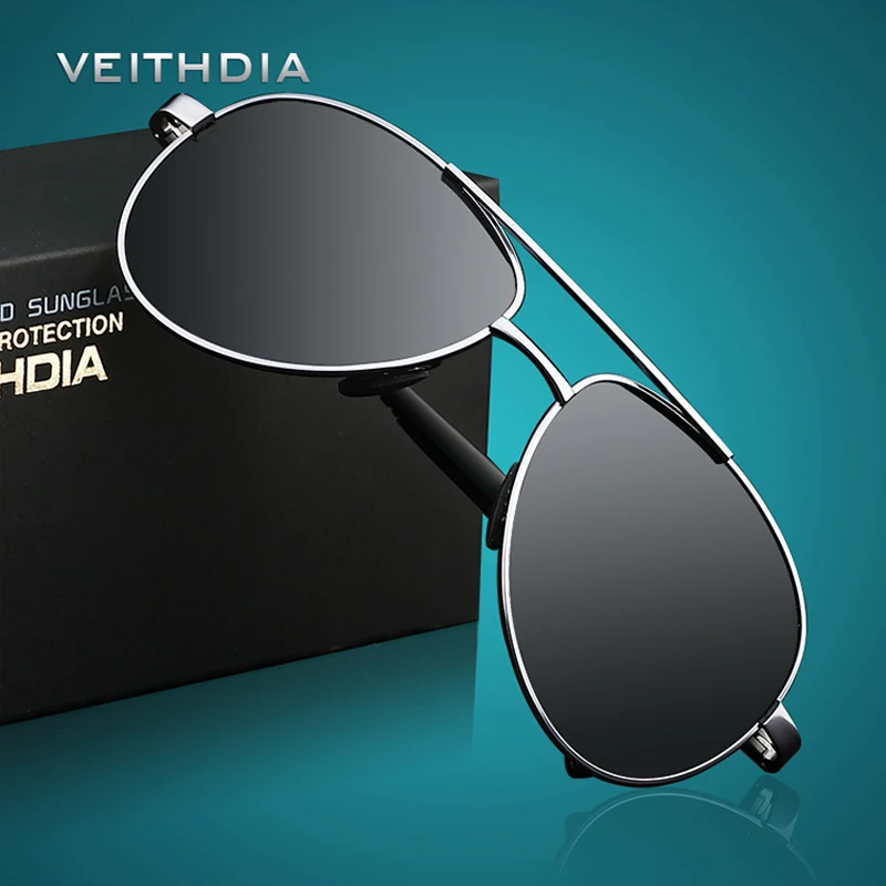 VEITHDIA Brand Men's Pilot Polarized Sunglasses men Sun Glasses Alloy Frame Driving oculos de sol masculino shades 1306 | Аксессуары