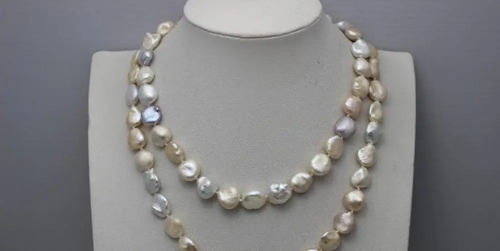 Многоцветный Пресной Воды жемчужное ожерелье в стиле барокко 11x11 мм 33.5 INCH