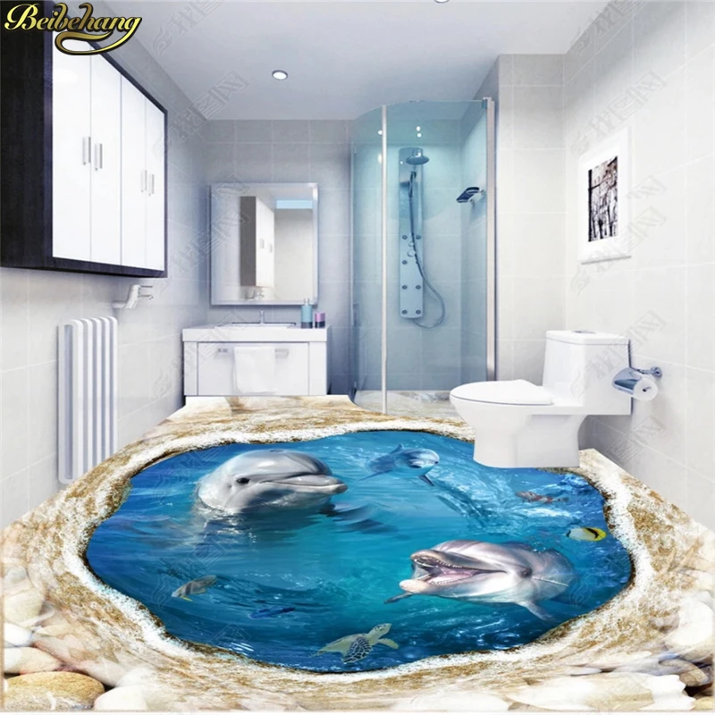 3d обои beibehang фотообои на заказ напольные наклейки искусство дельфин подводное