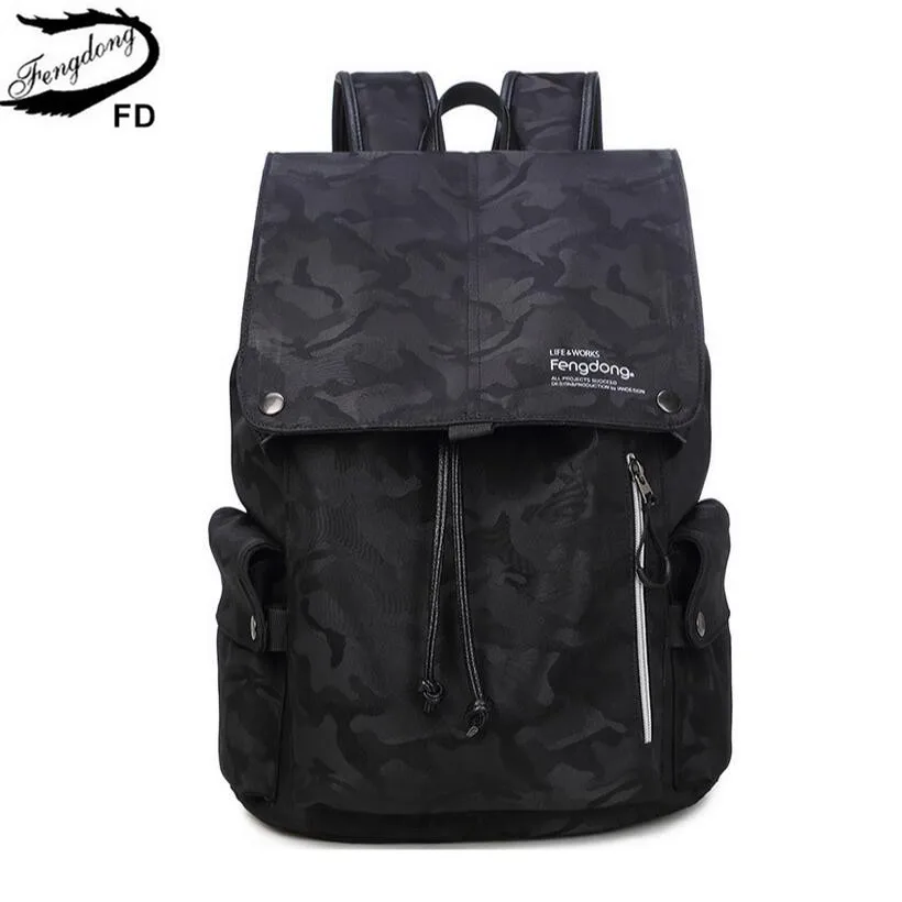 Мужской камуфляжный рюкзак Fengdong Синий Водонепроницаемый школьный или дорожный